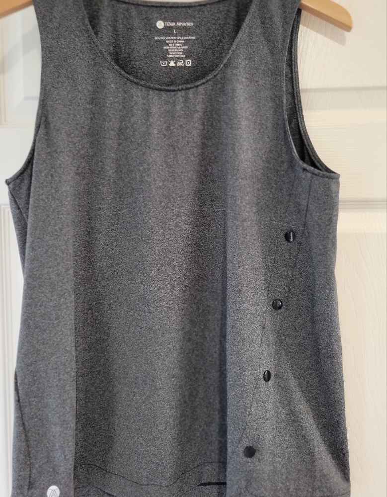 TEMA ATHLETICS Womens Gray WORKOUT YOGA TANK TOP Asymetrical Snaps